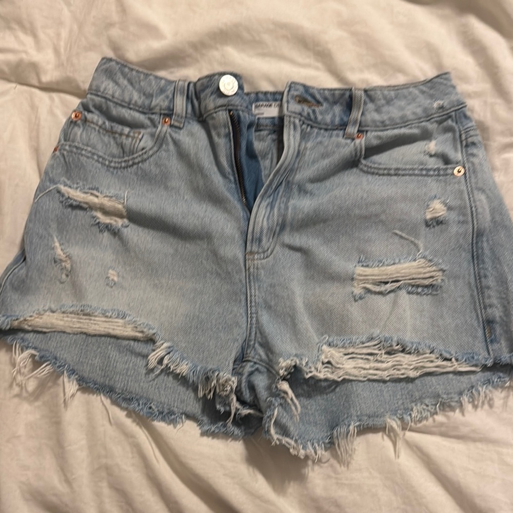 Garage Light Blue Distressed Jean Shorts